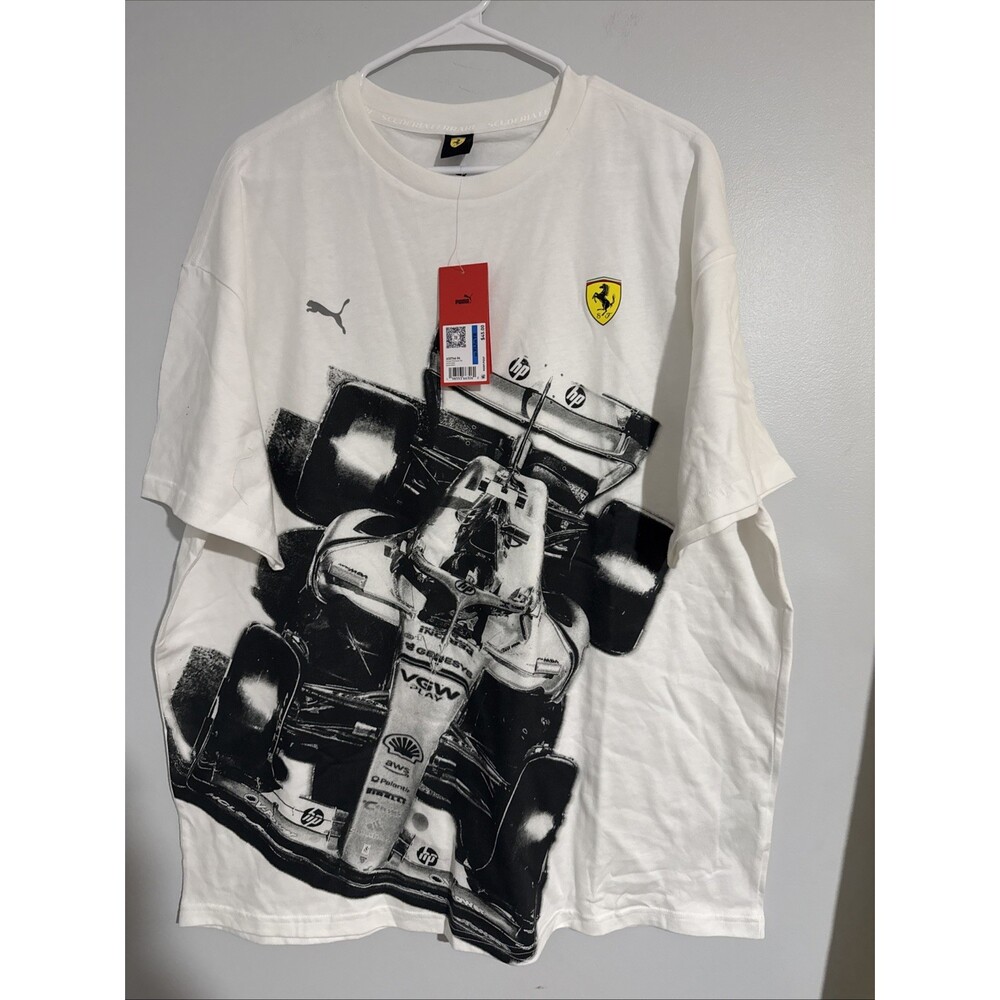 Puma Ferrari Formula One F1 Premium Graphic T-Shirt Men's Size XL White $45